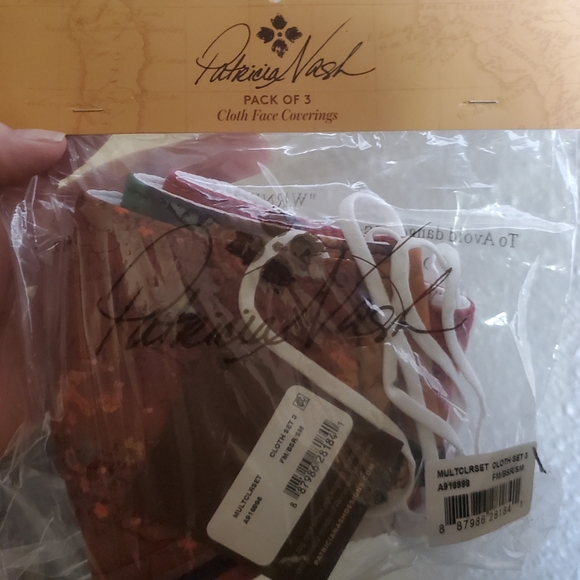 New 3pc Patricia Nash PACK OF 3 Cloth Face Coverings. - Picture 6 of 16